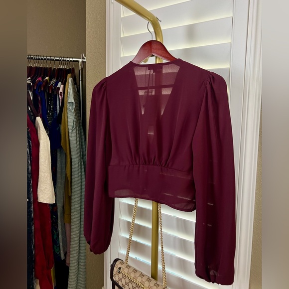 NWT~Burundy Balloon Sleeve Blouse Sz S, by Shinestar - Picture 6 of 9